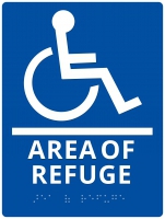 Area of Refuge Wall Sign Blue